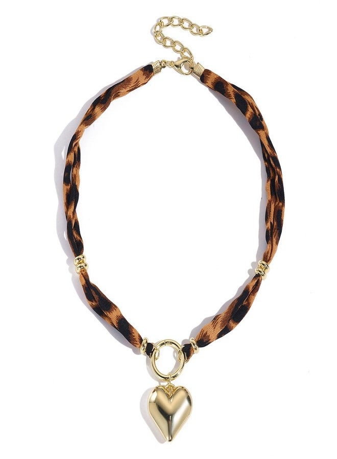 TACBSP Scarf Necklace with Charm for Women Leopard Scarf Charm Necklace Vintage Bow Heart Cross Leopard Necklaces Boho Layered Pearl Coin Necklaces Summer Jewelry Gift (B) - Image 1
